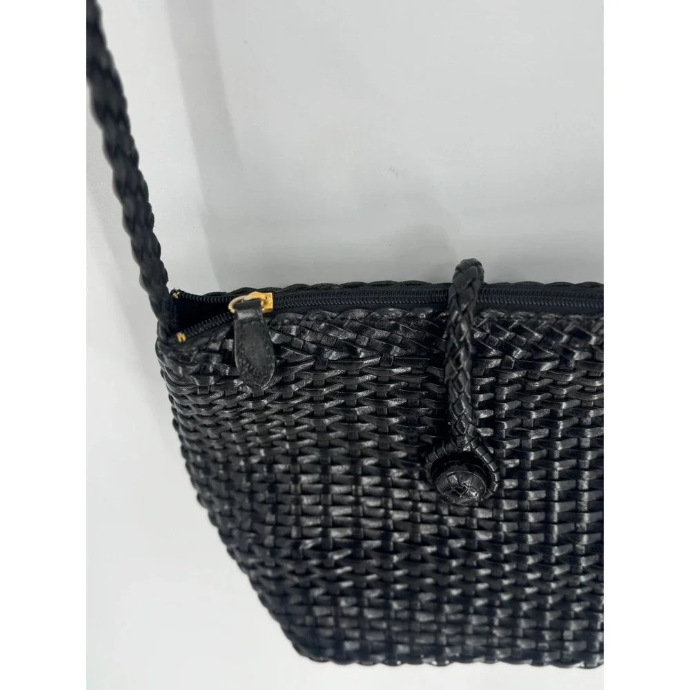 Talbots Crossbody Bag Women Small Black Good Woven Leather Vintage Aesthetic - Picture 8 of 12
